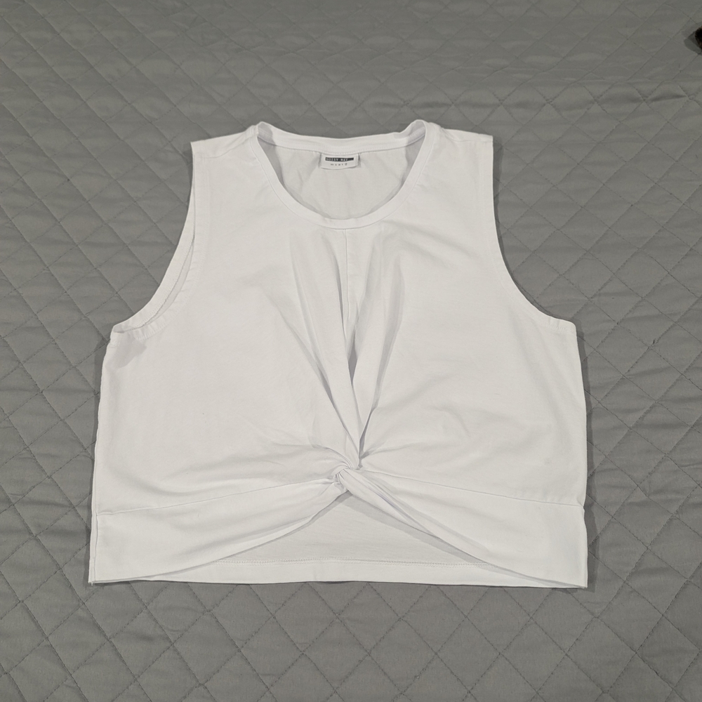 NOISY MAY White cotton Twist Front Crop Top Size XL